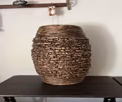 Large wicker floor vase