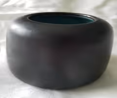 California Faience Pot Matte Black Persian Blue